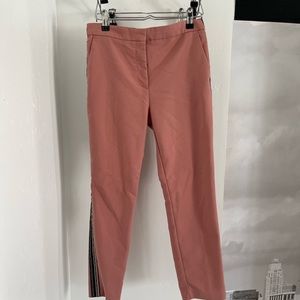 Zara Basic Pant Trouser Womens Size M Pull On Waistband Side Stripes Pink